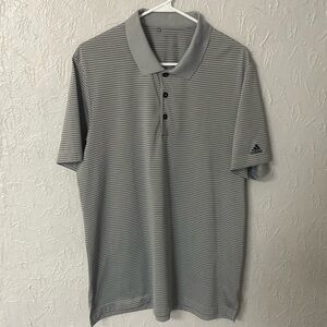⛳️ Adidas Men’s Gray & Black Stripped Golf Polo - L 🏌️‍♂️